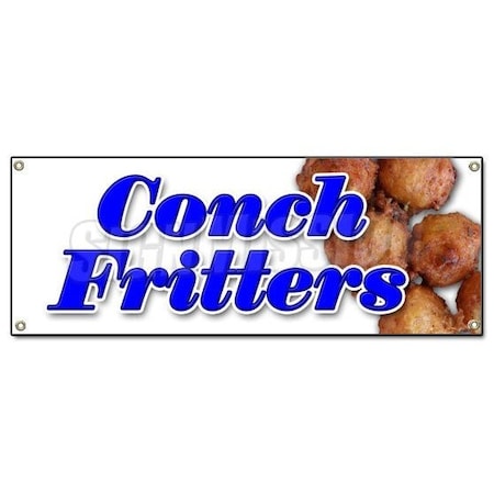 Signmission CONCH FRITTERS BANNER SIGN fried batter signs fresh hot Caribbean recipes B-Conch Fritters